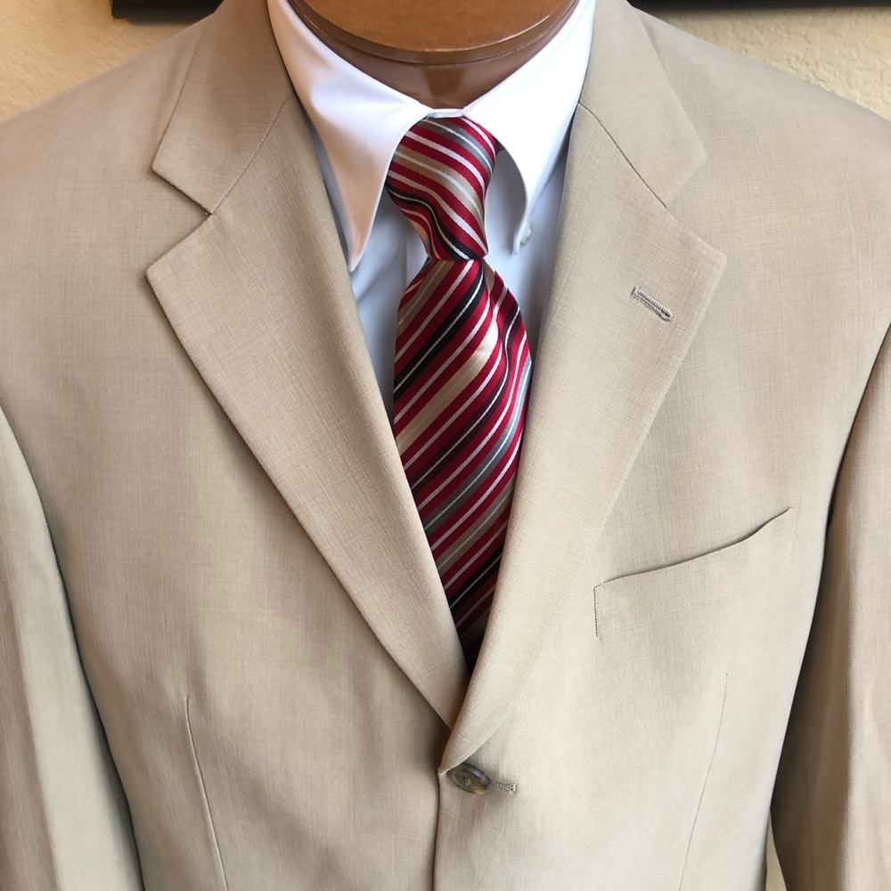 Ibiza Zarco 3 Button Tan Silk Jacket Size 42L